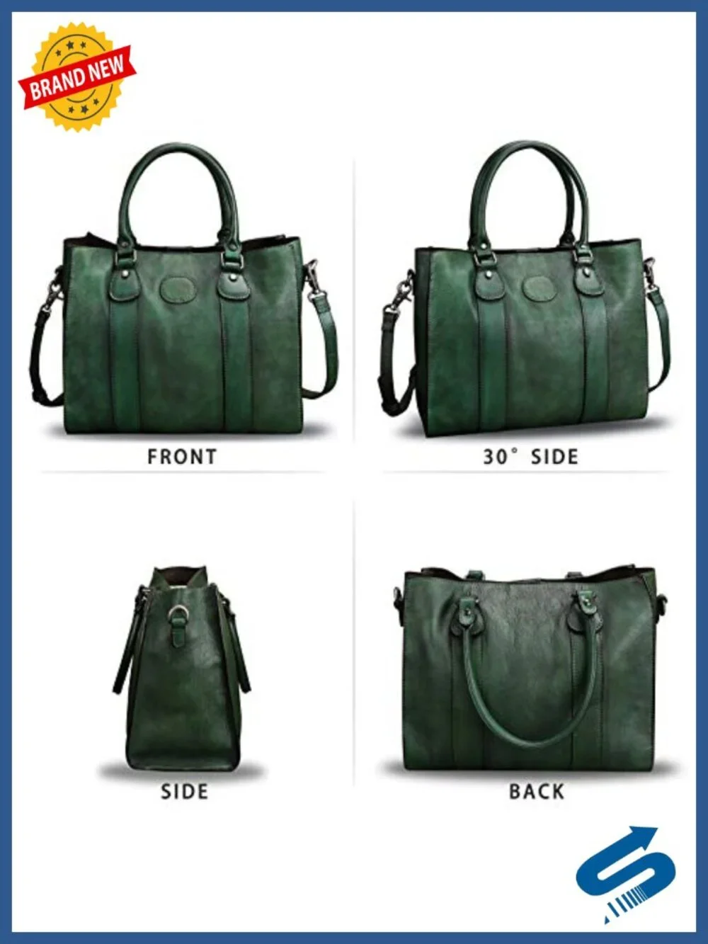 Genuine Leather Satchel Handbag Women Top Handle Shoulder Crossbody Tote with